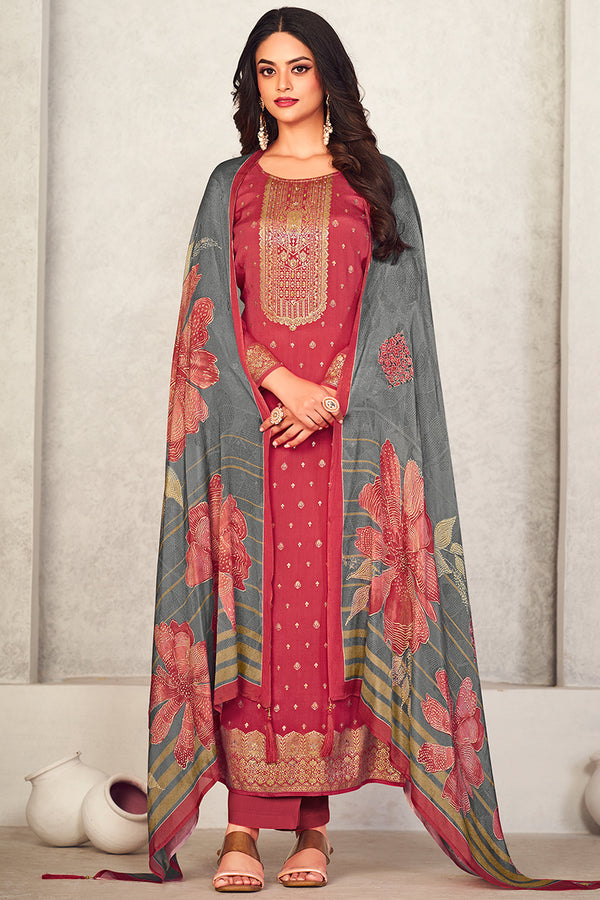 Zohra Pure Bemberg Chinon Jacquard Salwar Suit