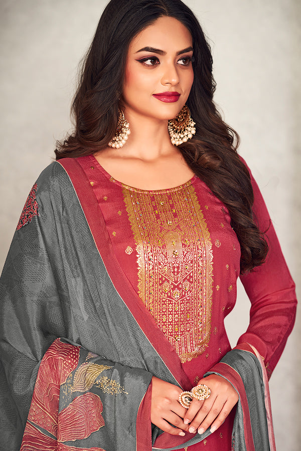 Zohra Pure Bemberg Chinon Jacquard Salwar Suit