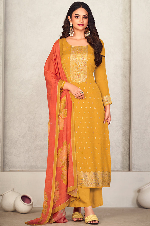 Zohra Pure Bemberg Chinon Jacquard Salwar Suit