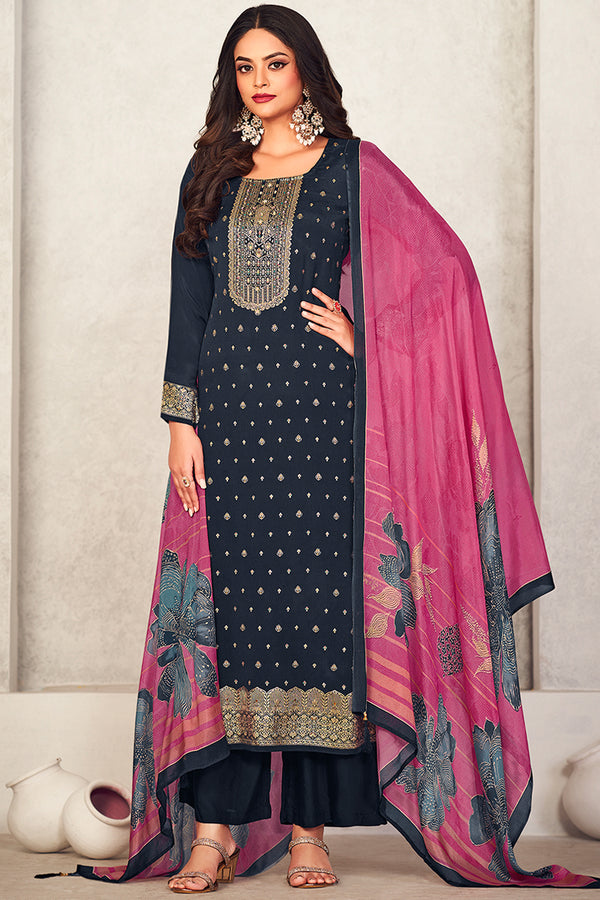 Zohra Pure Bemberg Chinon Jacquard Salwar Suit