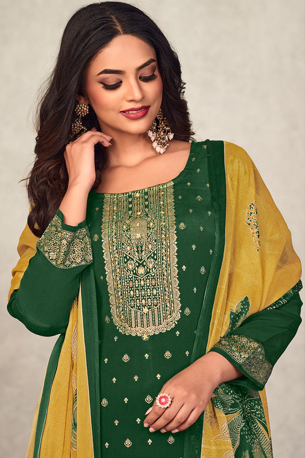 Zohra Pure Bemberg Chinon Jacquard Salwar Suit