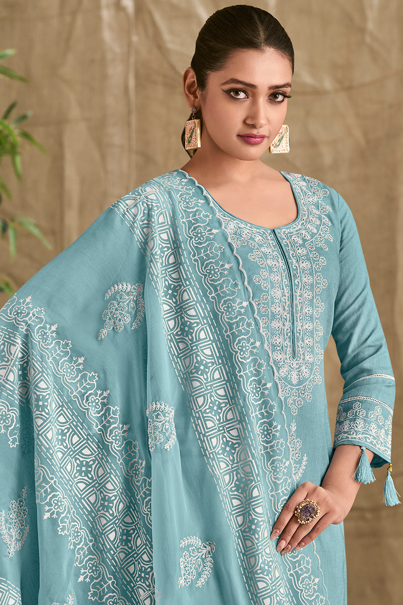 Pure Premium Linen Dyed with Coding Embroidered Salwar Suit