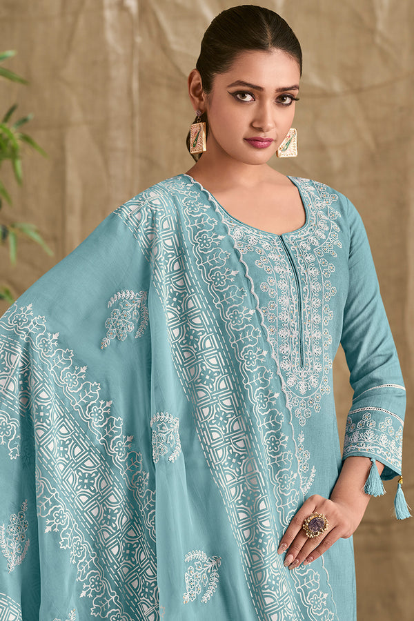 Pure Premium Linen Dyed with Coding Embroidered Salwar Suit