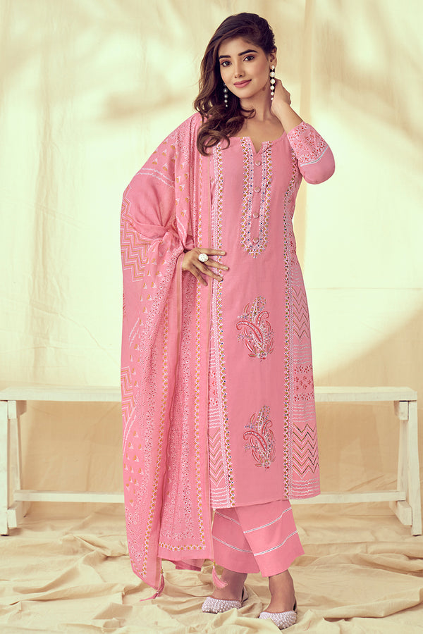 Pure Linen Block Print With Handwork Salwar Suit