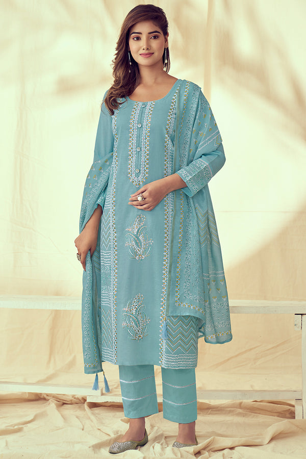 Pure Linen Block Print With Handwork Salwar Suit