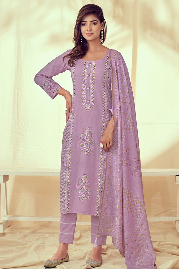 Pure Linen Block Print With Handwork Salwar Suit