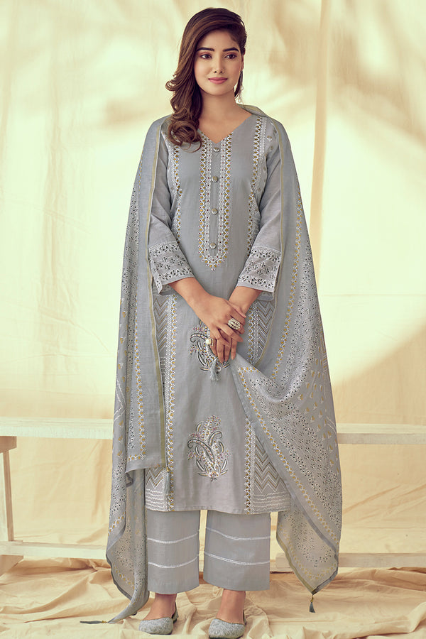 Pure Linen Block Print With Handwork Salwar Suit