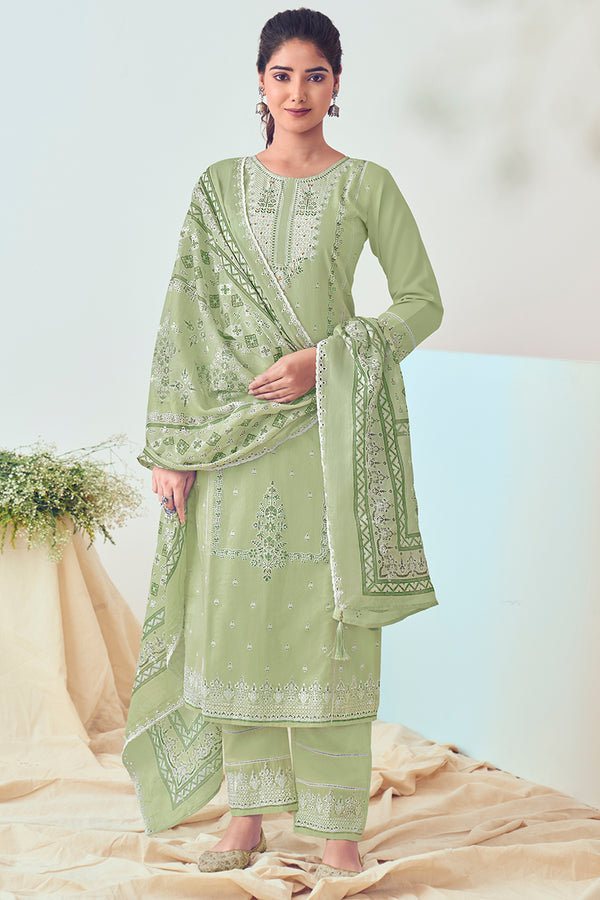 Superior Cotton Lucknowi With Hand Work Print Salwar Suit