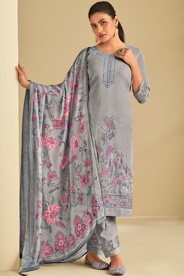 Premium Pure Linen With Borrer Embroidered Salwar Suit