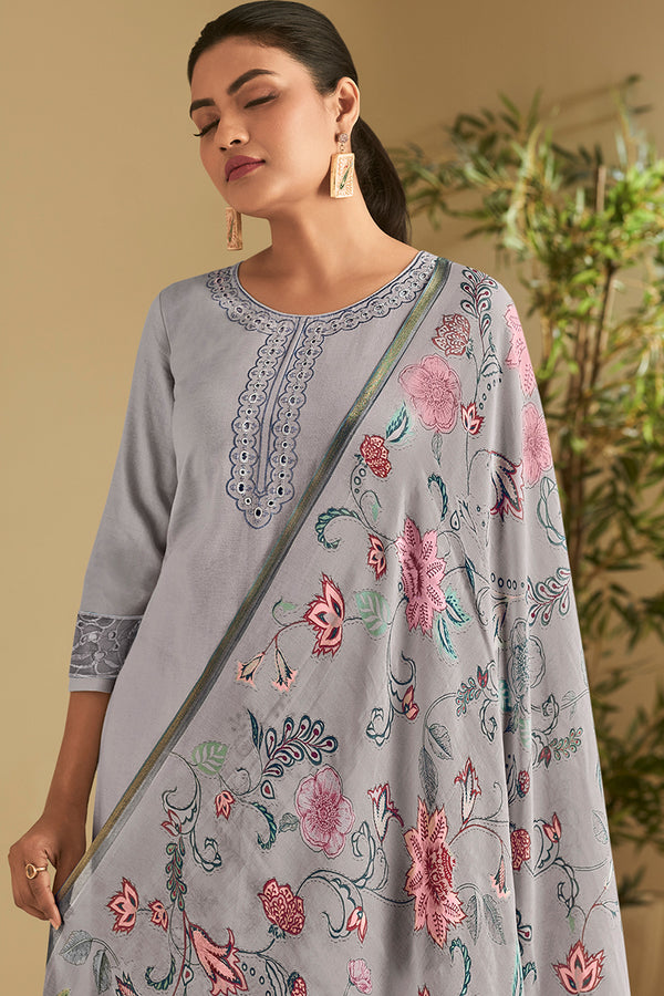 Premium Pure Linen With Borrer Embroidered Salwar Suit