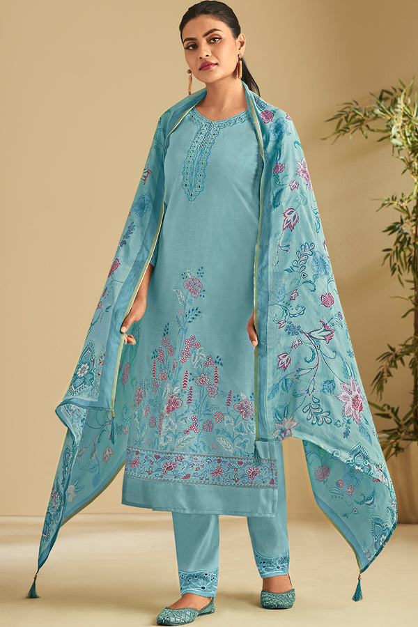 Premium Pure Linen With Borrer Embroidered Salwar Suit
