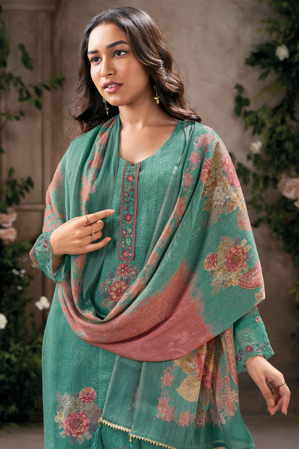 Pure Tissue Digital Printed Embroidered Salwar Suit