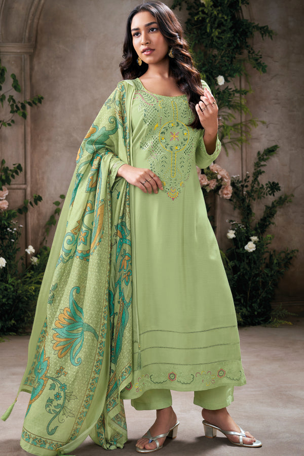 Pure Cotton Silk Embroidered Salwar Suits