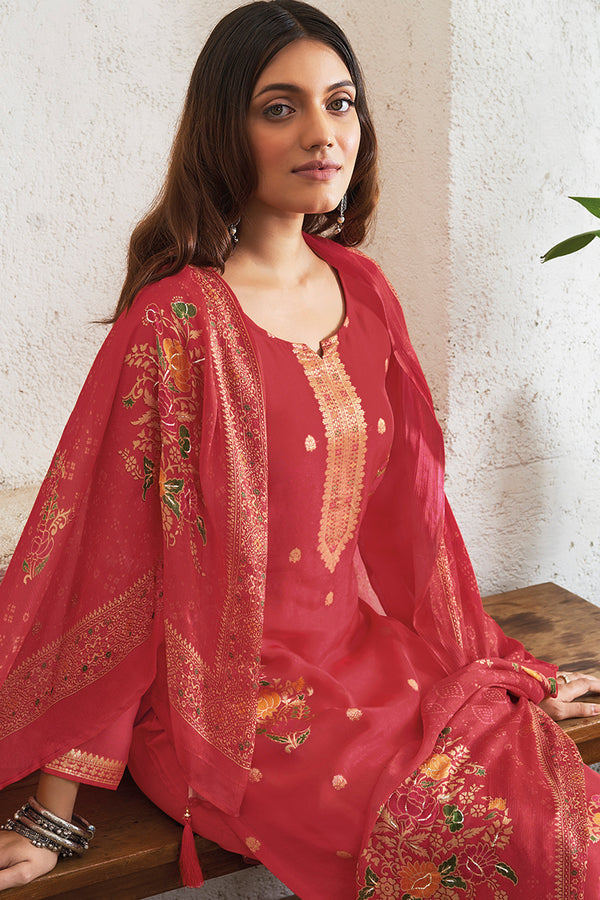 Nazneen Pure Bemberg Organza Jacquard Salwar Suit Design