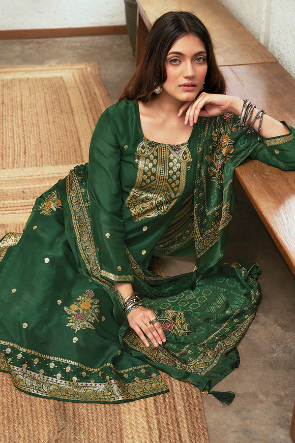 Nazneen Pure Bemberg Organza Jacquard Salwar Suit Design