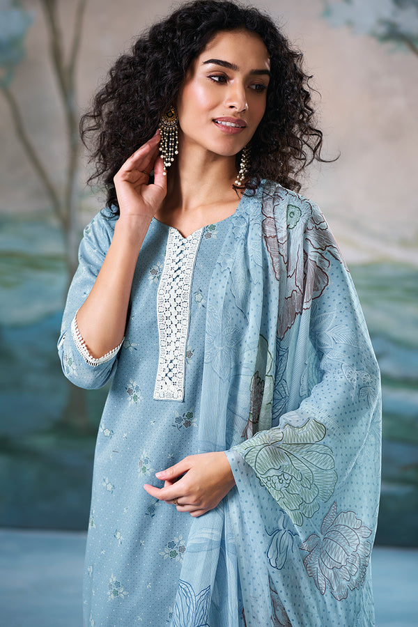 Superior Cotton Block Print With GPO Lace Salwar Suit