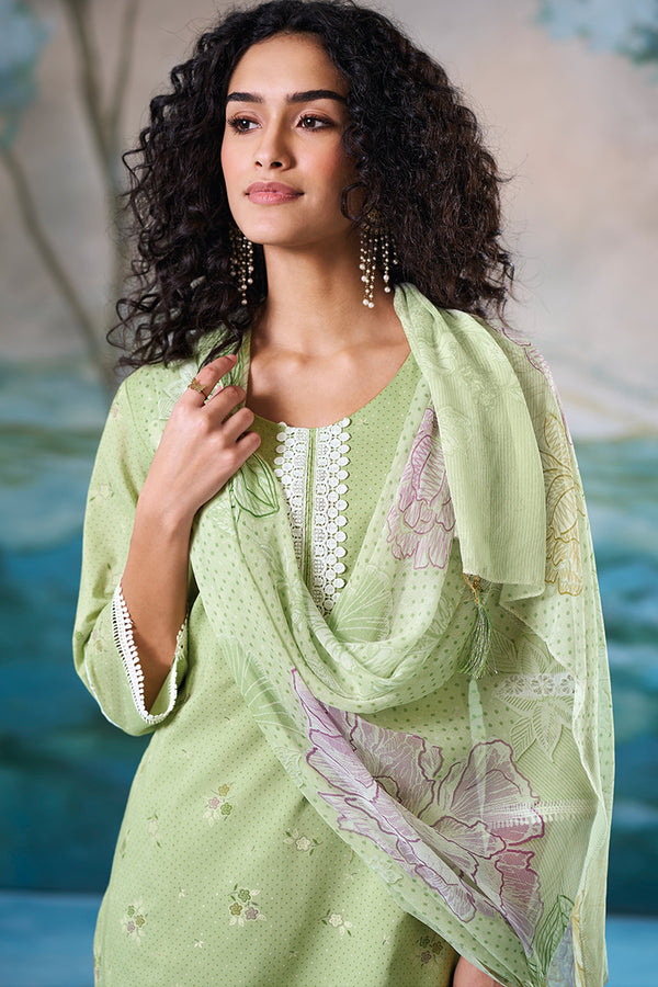 Superior Cotton Block Print With GPO Lace Salwar Suit