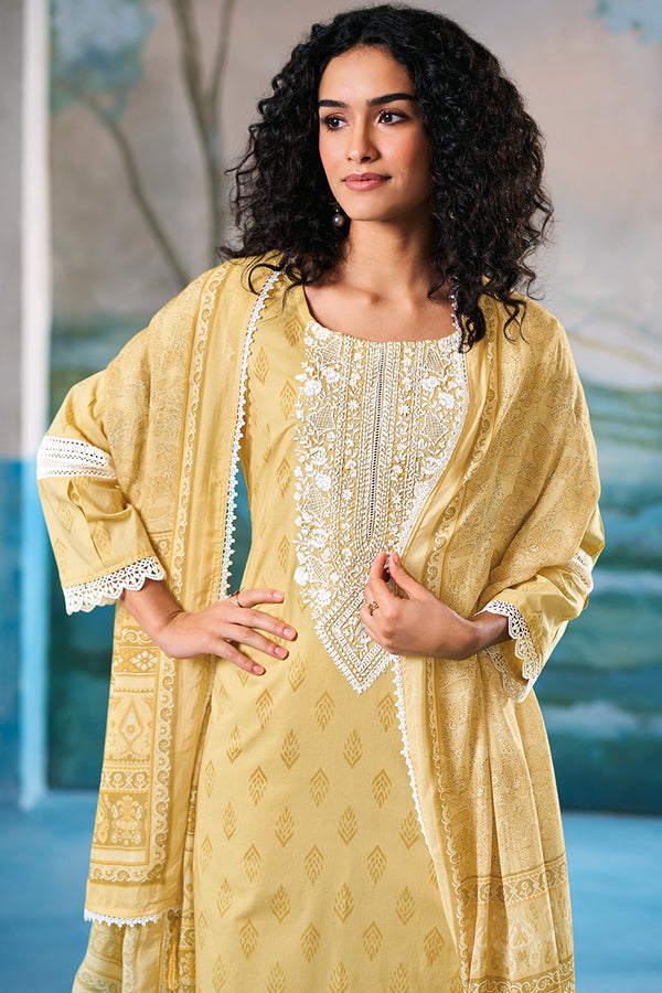 Superior Cotton Block Print Embroidered Salwar Suit