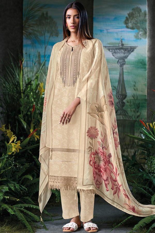 Superior Cotton Block Print With Coding Embroidery Salwar Suit