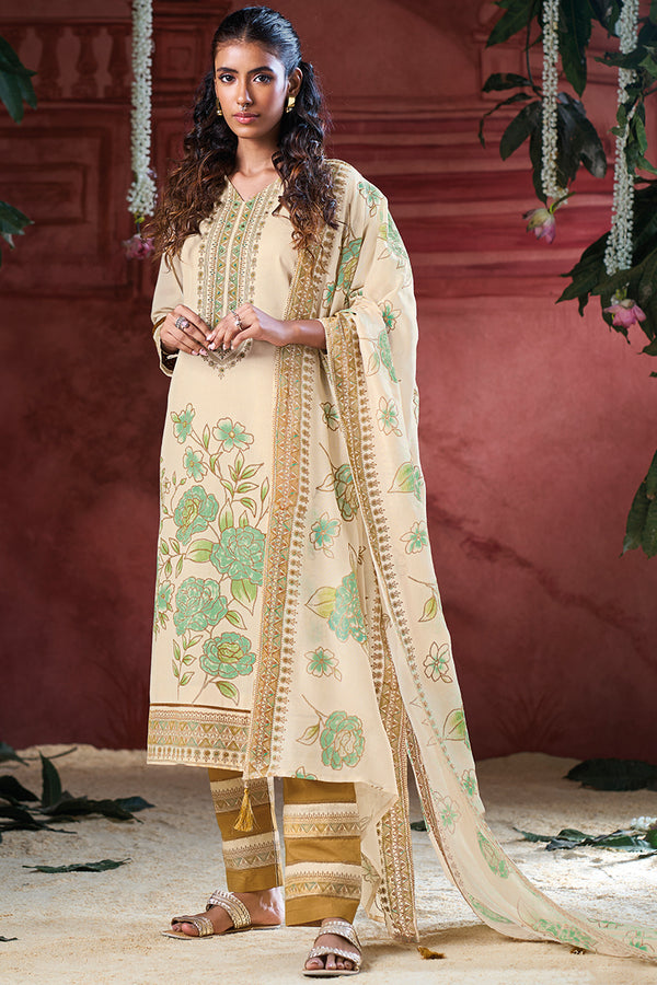 Superior Cotton Hand Printed With Handwork Salwar Suit