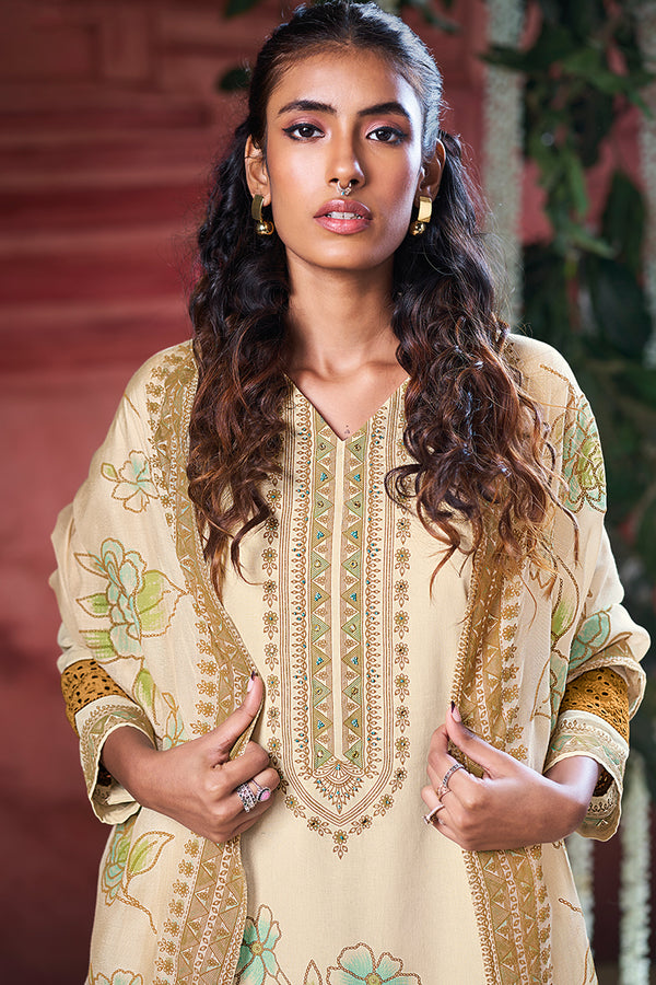 Superior Cotton Hand Printed With Handwork Salwar Suit