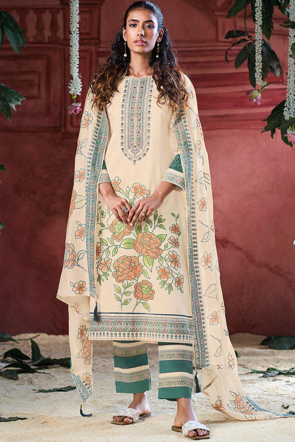 Superior Cotton Hand Printed With Handwork Salwar Suit