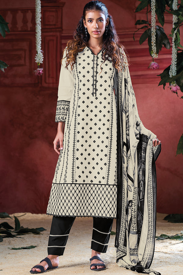 Superior Natural Cotton With Heavy Embroidered Salwar Suits
