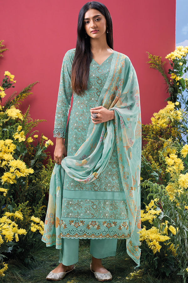 Superior Cotton Block Print With GPO Lace Salwar Suit