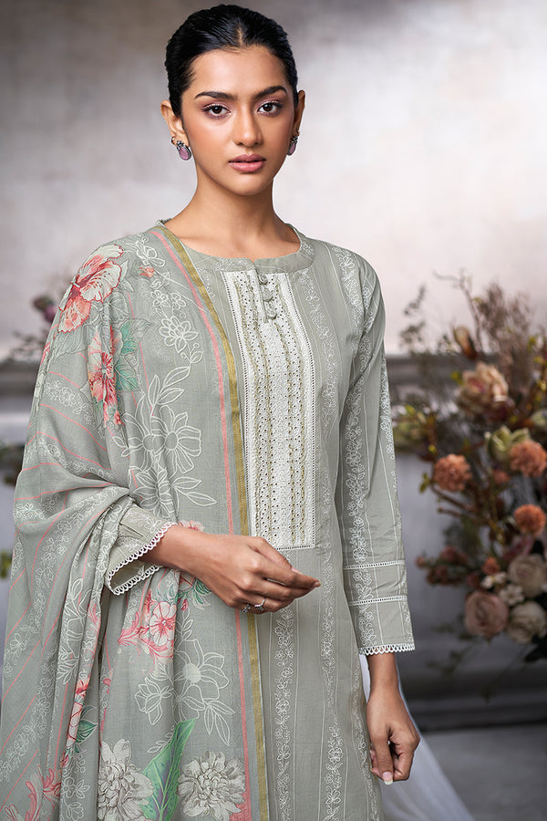 Superior Cotton Block Print Borrer Embroidered Salwar Suit