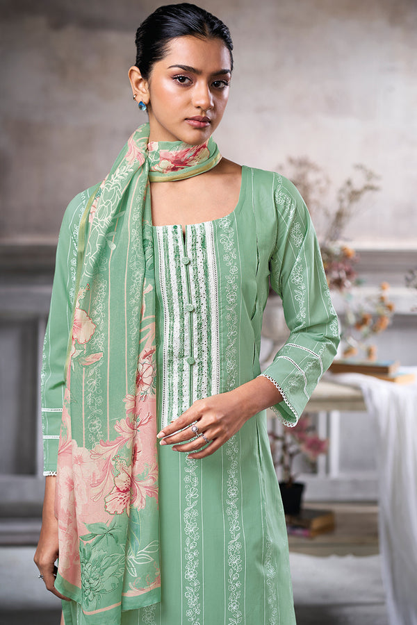 Superior Cotton Block Print Borrer Embroidered Salwar Suit