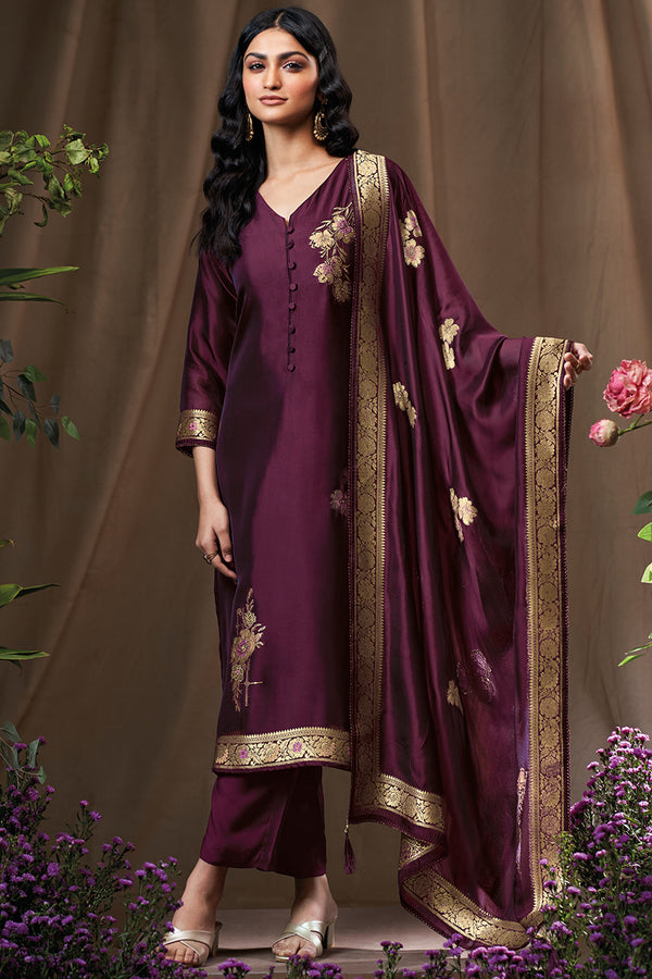 Premium Viscose Woven Silk Meena Jacquard Salwar Suit