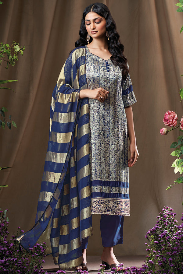 Premium Pure Banarsi Brocade Embroidered Salwar Suits