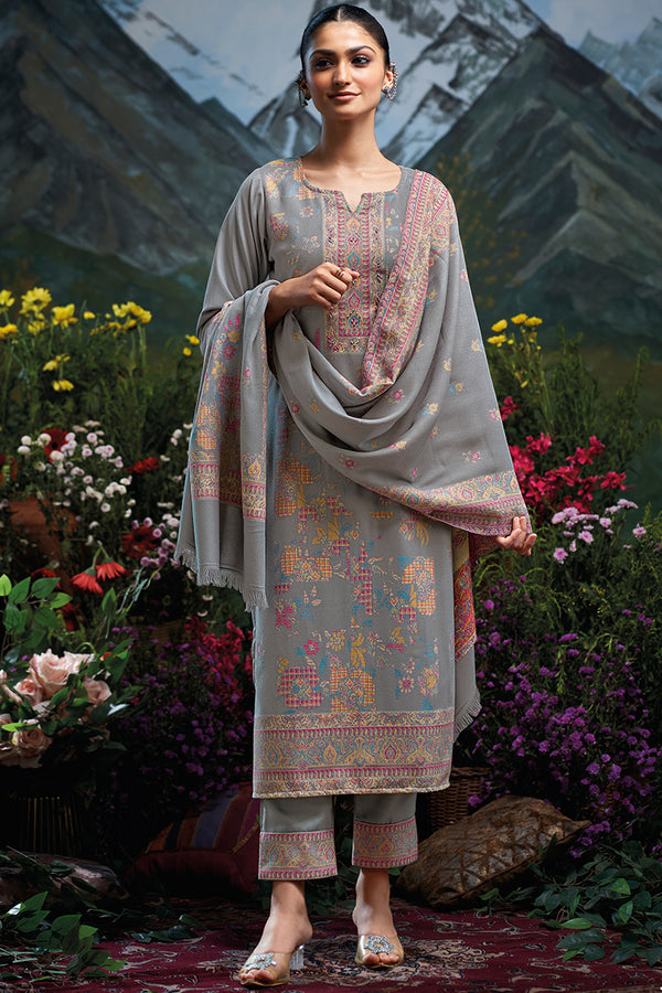 Premium Pure Wool Pashmina Meena Jacquard Salwar Suit
