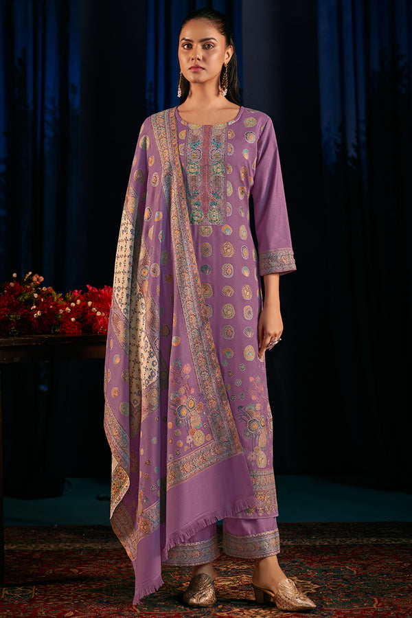 Premium Pure Wool Pashmina Meena Jacquard Salwar Suit