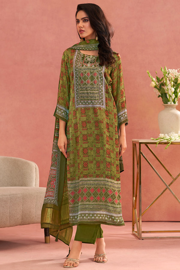 Premium Bemberg Gajji Silk Digital Printed Salwar Suit