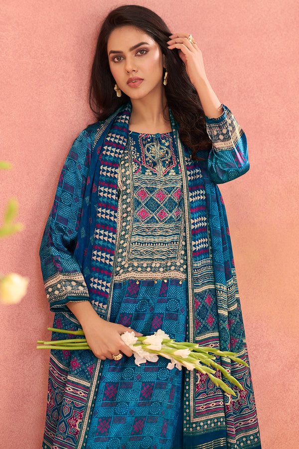 Premium Bemberg Gajji Silk Digital Printed Salwar Suit