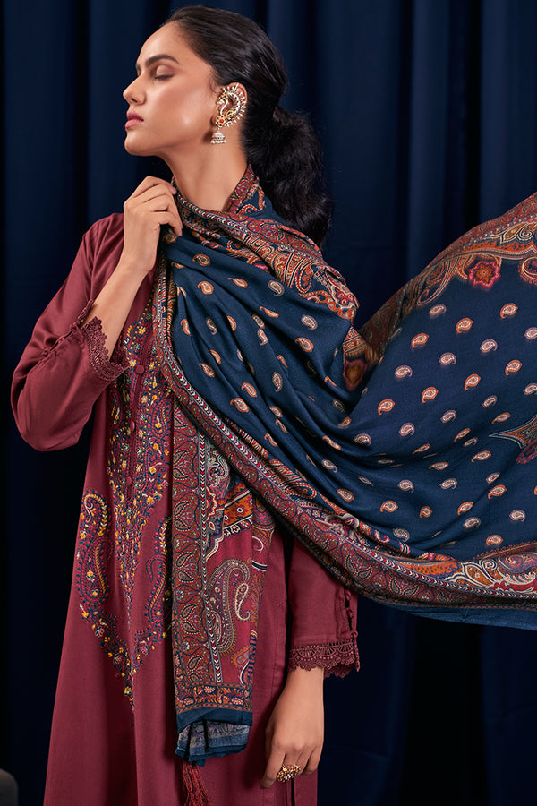 Premium Pure Pashmina Solid With Heavy Kashmiri Embroidered Suit