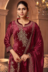 Pure Viscose Velvet Embroidered Salwar Suit