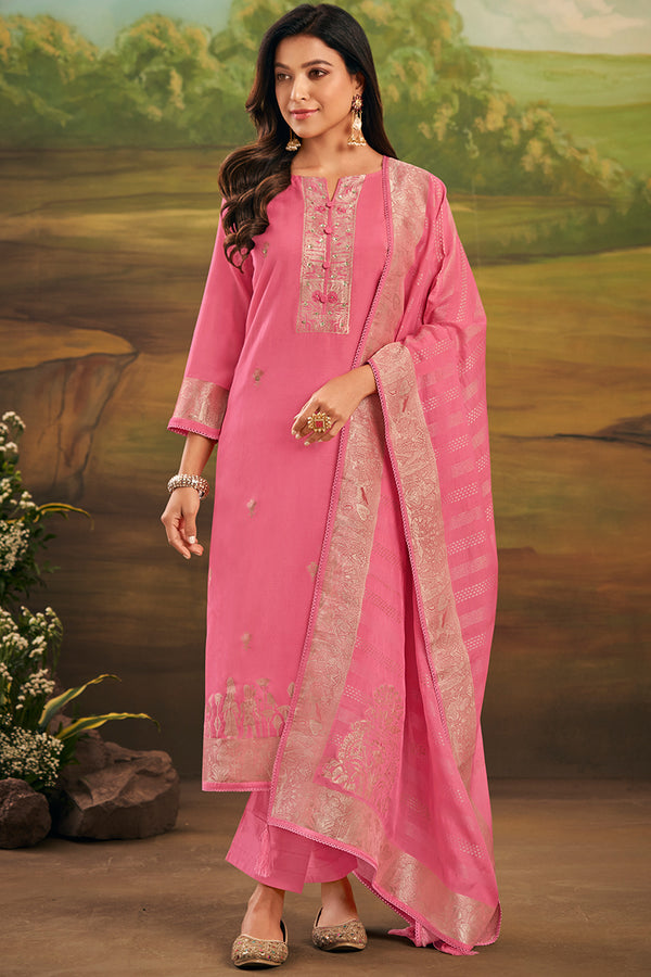 Premium Pure Malai Silk Jacquard Salwar Suit