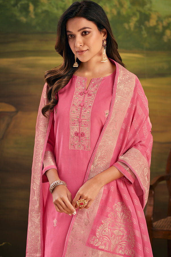 Premium Pure Malai Silk Jacquard Salwar Suit