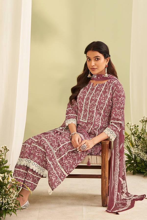 Superior Cotton Block Printed With Laces Salwar Suits