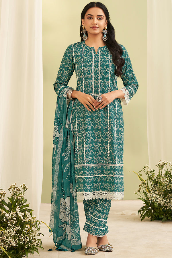 Superior Cotton Block Printed With Laces Salwar Suits