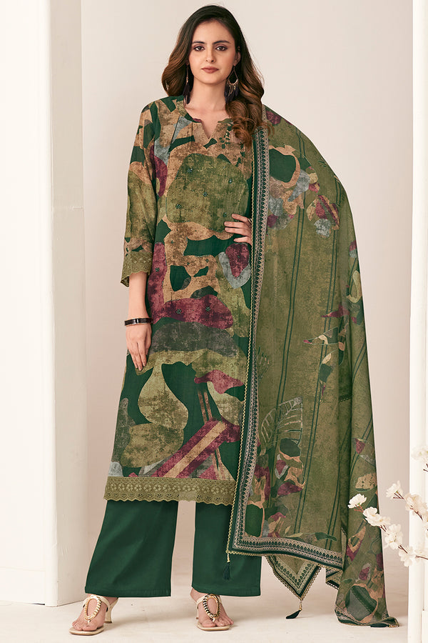 Pure Mul Chanderi Digital Print With Handwork Salwar Suit