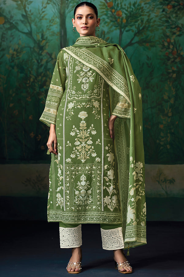 Pure Mul Chanderi Digital Print With Handwork Salwar Suit