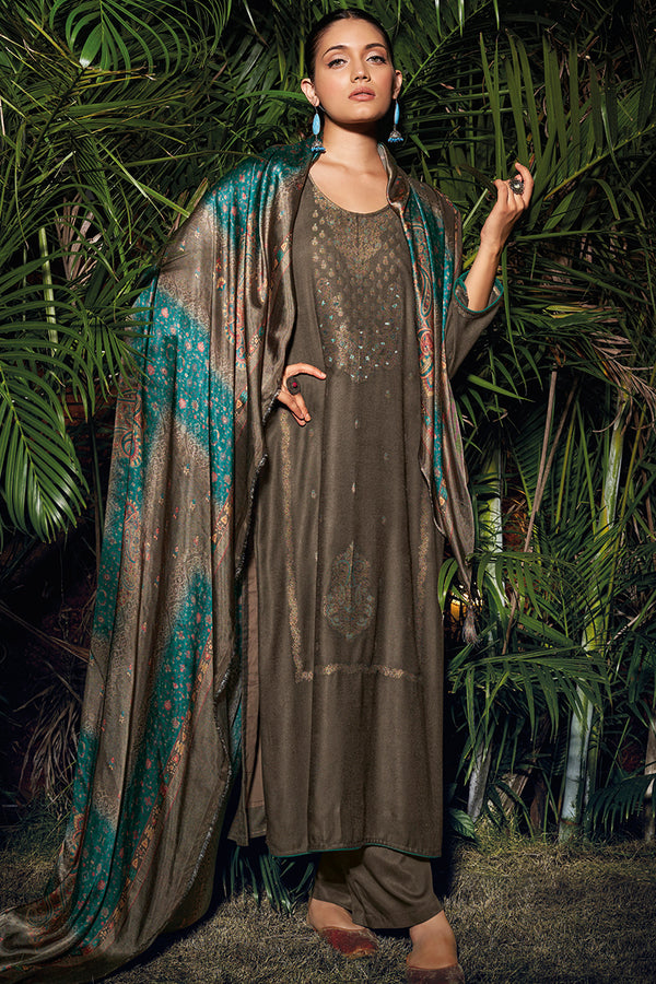 Sarang Pure Meena Woven Pashmina Salwar Suit Design
