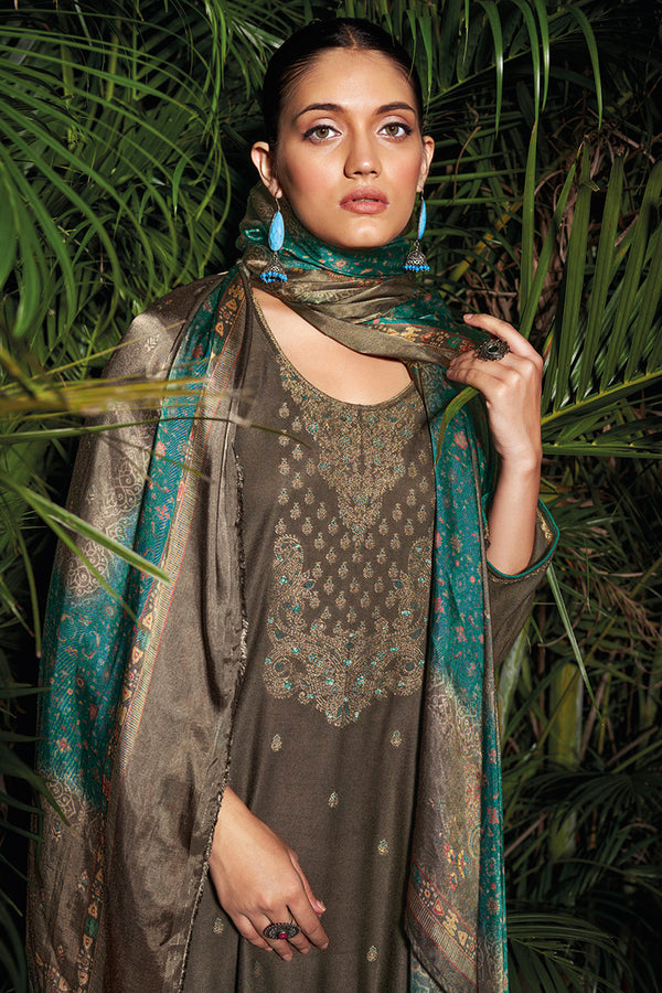 Sarang Pure Meena Woven Pashmina Salwar Suit Design