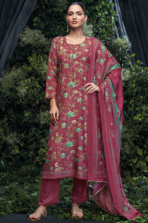 Arisa Pure Bemberg Rose Silk Salwar Suit