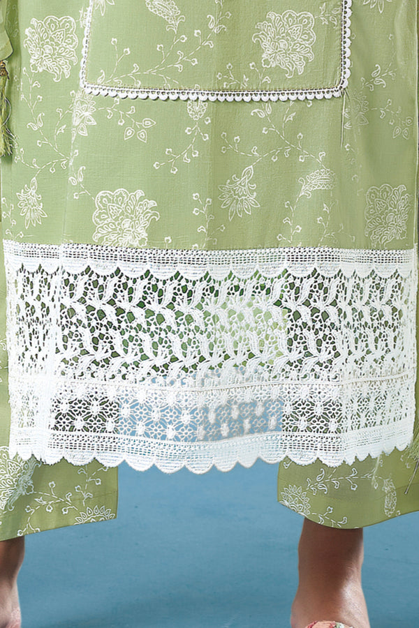 Superior Cotton Block Print Green Co-Ord Set