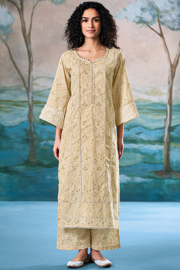 Superior Cotton Block Print Beige Co-Ord Set