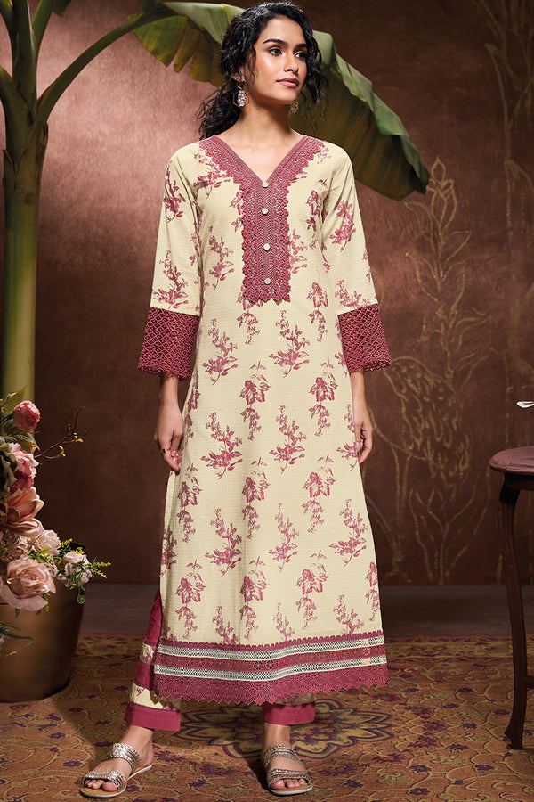 Superior Cotton Block Print With GPO Laces Red Co-Ord Set